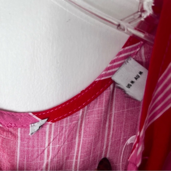 Petal & Pup Deena Red Pink White Stripe Belted Romper M - Picture 3 of 5